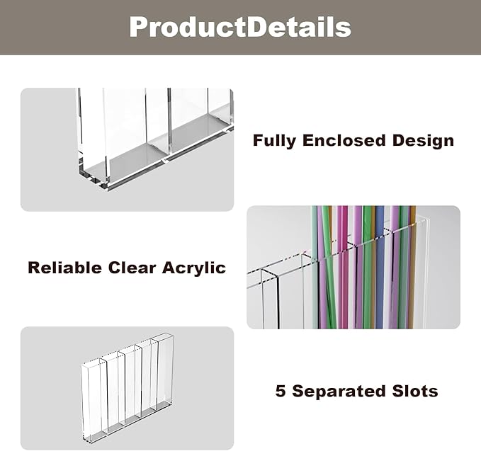 Straw Holder for Cabinet Door, Clear Acrylic Straw Holder Fits Different Lengths, Fully Enclosed Design for Neat Cabinet Organization