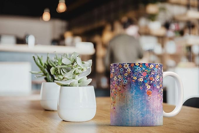 MUGBREW Watercolor Flower Ceramic Coffee Mug Tea Cup, 11 OZ