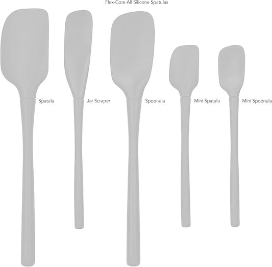 Flex-Core Spatula All Silicone High Heat Resistant 5 Piece Cooking Utensils Set - Includes Non-Stick Spatula, Spoonula, Jar Scraper, and Mini | BPA-Free Kitchen | Ergonomic Design