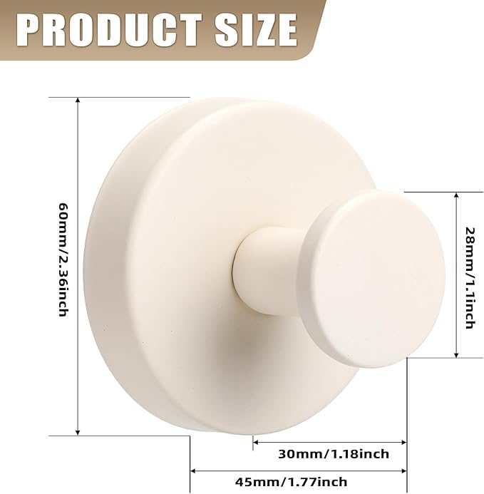 Suction Cup Hooks for Shower No-Drill Bathroom Hooks for Towels, Robes, Loofah Mountable on Bathroom Walls, Kitchen, Glass, Mirrors, Tile and Smooth,Non-Porous Surfaces (2, Milk White)