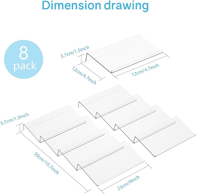 Expandable Acrylic Spice Drawer Organizer – 4-Tier Clear Seasoning Rack Insert for Kitchen Drawers, Adjustable from 9" to 18", Fits Most Spice Jars (Jars Not Included) 8-Pack