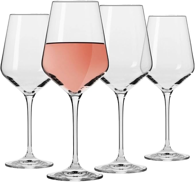 Krosno Large White Wine Glass | Set of 4 | 13.2 oz | Avant-garde Collection | Perfect for Home, Restaurants and Parties | Dishwasher Safe | Lead-Free Crystal Glass