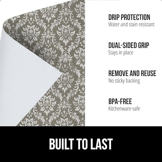 GORILLA GRIP DripGuard Shelf Liner, Non Adhesive Drawer and Kitchen Cabinet Protector, Slip Resistant BPA Free Smooth Surface Plastic Liners for Cabinets, Bathrooms, Closets, 17.5x120 Inch Beige Cream