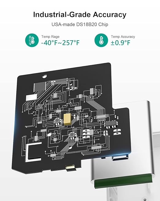MOCREO WiFi Thermometer Freezer Alarm, Email Alert, App Notification, Data Record Export, No Subscription Fee, Remote Wireless Temperature Sensor for Refrigerator, Freezer, Hot Tub (2 Pack)
