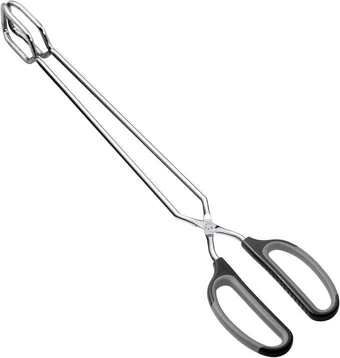 Scissor Tongs 16-Inch Extra Long Stainless Steel Barbecue Grilling Tongs (Black Handle)