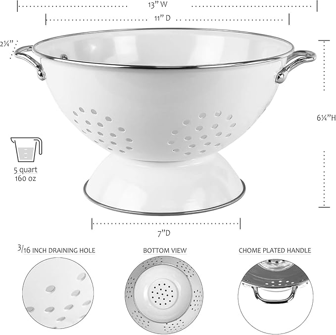 Calypso Basics by Reston Lloyd Powder Coated Enameled Colander, 5-Quart, Azure