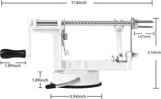 Apple Peeler Slicer Corer with Stainless Steel Blades and Powerful Suction Base for Apples Pears Potatoes(White)