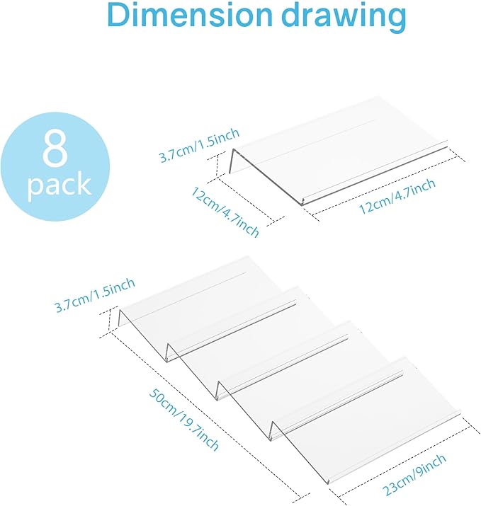 Expandable Acrylic Spice Drawer Organizer – 4-Tier Clear Seasoning Rack Insert for Kitchen Drawers, Adjustable from 9" to 18", Fits Most Spice Jars (Jars Not Included) 4-Pack