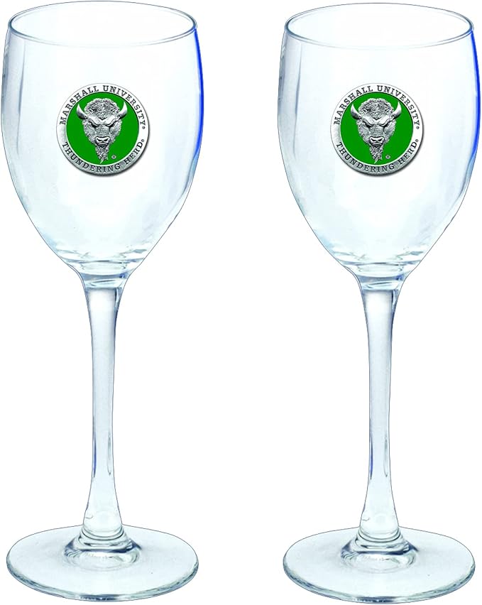 Heritage Pewter Marshall Thundering Herd Glass Goblets β Set of 2 | 12 OZ Goblet Wine Glasses | Expertly Crafted Pewter Glass