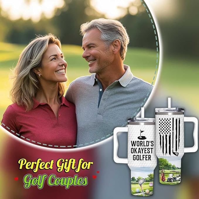 Golf Gifts For Men – Father's Day Gifts for Dad, Husband from Daughter, Son, Wife – Funny Gift for Men, Women Golfers, Sport Lovers Golf Themed Gift - Golfing 40oz Tumbler With Handle