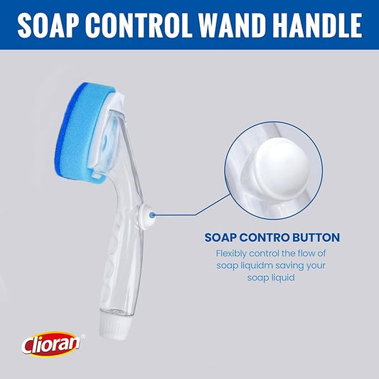 Dishwand Refills Sponges Heads with Soap Control Handle, 6 Non-Scratch Replacement Sponge Head for Dish Wand,Leak-Proof Handle,Universal Compatible Soap Dispensing Brush for Kitchen,Dishwasher