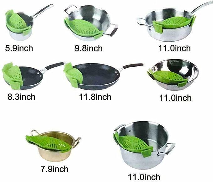 2 Pcs Clip on Strainer, Pot Strainer for Pasta Meat Vegetables Fruit, Silicone Strainers - Fit All Pots Bowls.