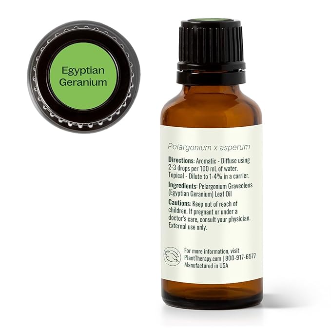 Plant Therapy Egyptian Geranium Essential Oil 100% Pure, Undiluted, Natural Aromatherapy, Therapeutic Grade 30 mL (1 oz)