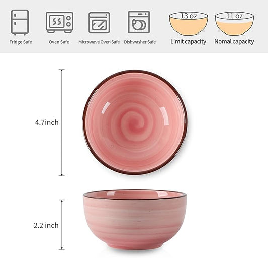Selamica Ceramic 12 Oz Dessert Bowls Set, Small Cereal Bowls for Kitchen, 4.7 Inch Ice Cream Bowls for Snack Side Dishes Dips, Microwave Dishwasher Safe, Set of 6, Gradient Color