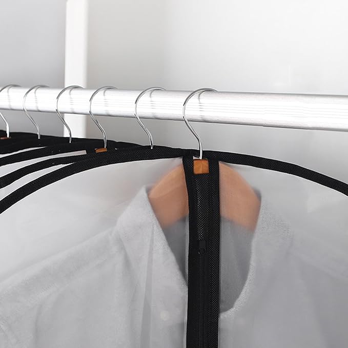 Clear Garment Bags for Hanging Clothes,48" Suit Bags for Closet Storage,12 Pack Garment Bags for Storage,Breathable Lightweight Dust Proof Cover with Balls and Study Full Zipper for Coats,Jackets