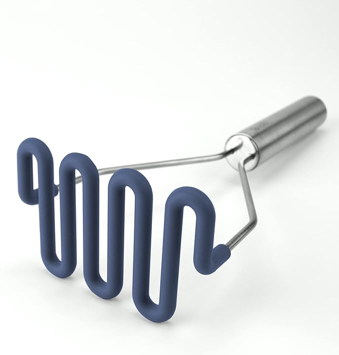 Tovolo Silicone Cooking Utensil Set of 6 Deep Indigo Ladle Slotted Turner Tongs Flex Core Spatula Scraper Mixing Spoon and Potato Masher, Dishwasher Safe Non Toxic BPA Free Silicone Kitchen Utensils