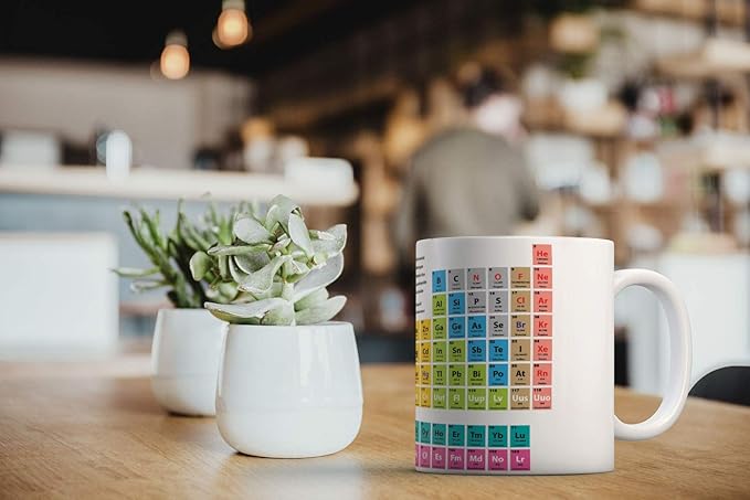 MUGBREW Periodic Table of Elements White Ceramic Coffee Mug Tea Cup, 11 OZ