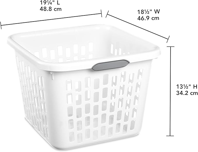 Sterilite 6-Pack 1.5 Bushel Capacity Square Laundry Basket, White – Plastic Clothes Hamper Storage with Ventilated Rectangular Holes & Large Comfort Grip Handles for Easy Carry