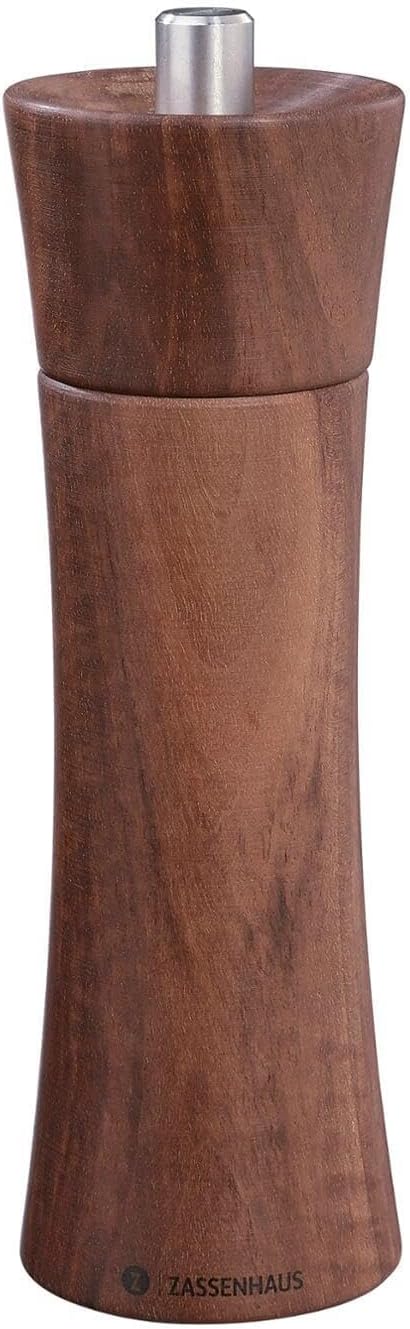 Zassenhaus Frankfurt Walnut Pepper Mill with Fully Adjustable High Performance Ceramic Grinder Filled Spice Mill 7 × 2.3-Inches