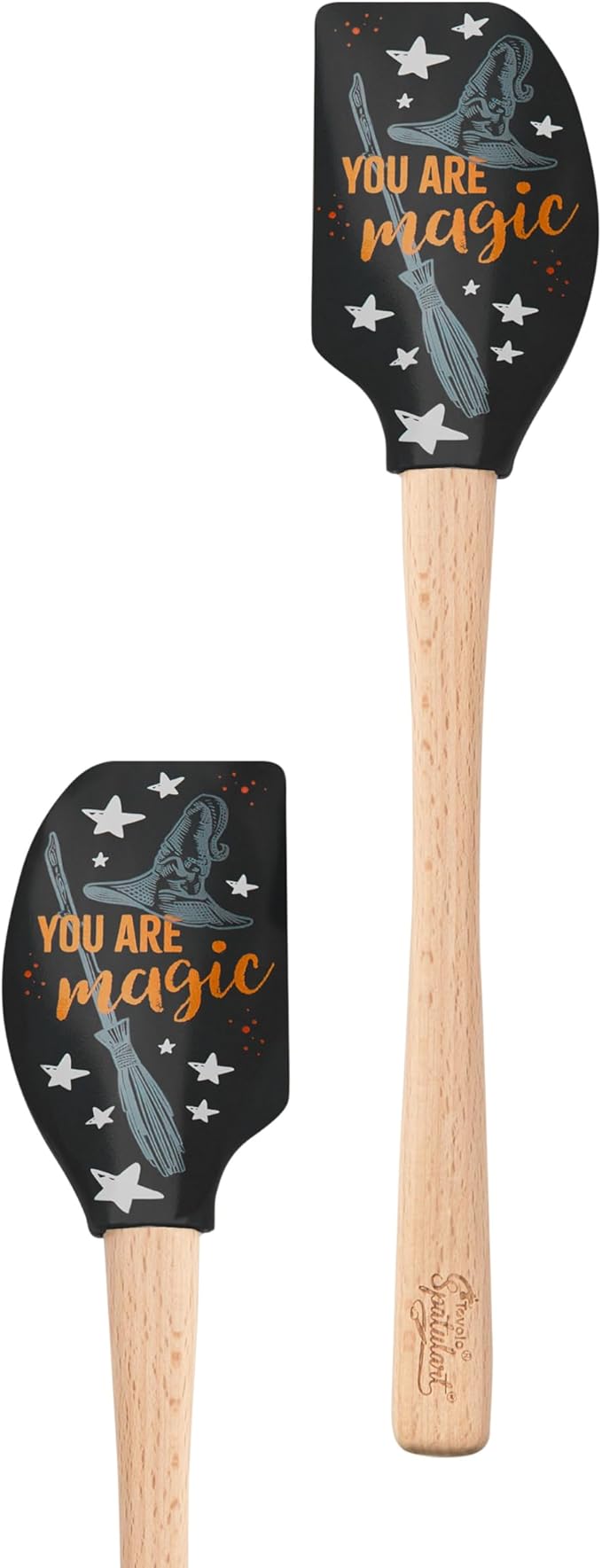 Tovolo Witch Halloween Spatula with Wood Handle Spatulart You Are Magic Witchy Gifts for Girls Women, Witch Kitchen Utensils for Cooking Baking Mixing Stirring BPA Free Heat Resistant Silicone Spatula
