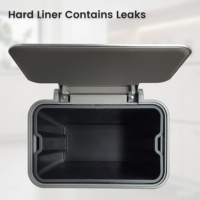 50 Liter / 13 Gallon Trash Can, Fingerprint Proof Stainless Steel Kitchen Trash Can with Removable Inner Bucket, Step Trash Bin for Home Offices and Public Areas