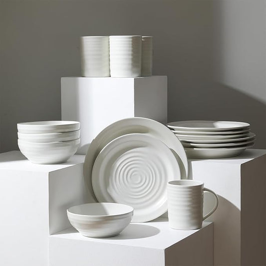 Stone Lain Orbit 16-Piece Dinnerware Set Stoneware, White