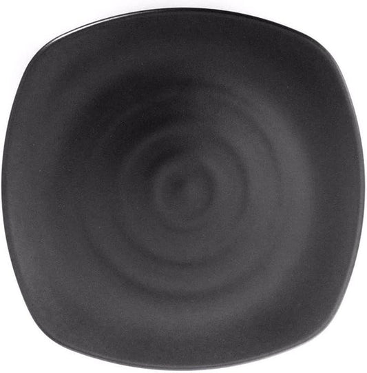 Melamine Square Dinner Plate Set, 8.8", 9.8", 10.8", 11.8", Black, LJP Series (6, 11.8 inch)