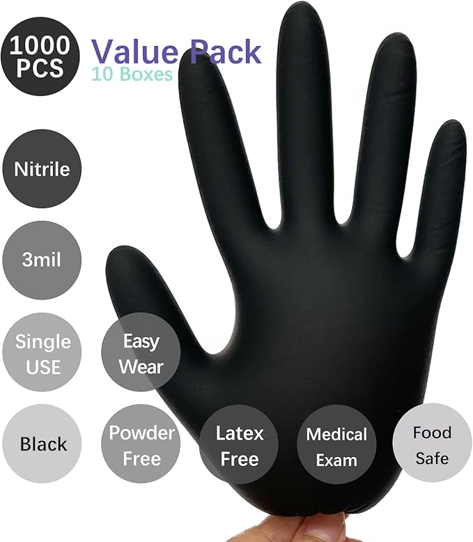 Nitrile Food Safe Disposable Medical Gloves Latex Free Powder Free for Food Prep Cooking Cleaning Exam 3mil