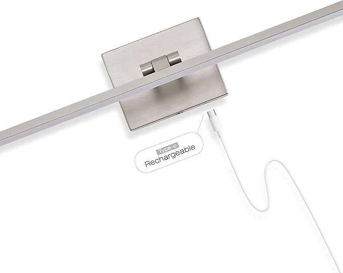 JONATHAN Y JYL7163D Santino 28" Modern Minimalist Swivel Integrated Dimmable LED Rechargeable Picture Light with Touch Sensor for Bedroom, Living Room, Kitchen, Office, Nickel