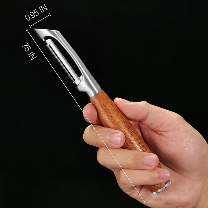 Premium I Type 304 Stainless Steel Multifunctional Kitchen Peeler Real Wood Handle Ultra Sharp Blade Vegetable Potato Apple(Boluoge)