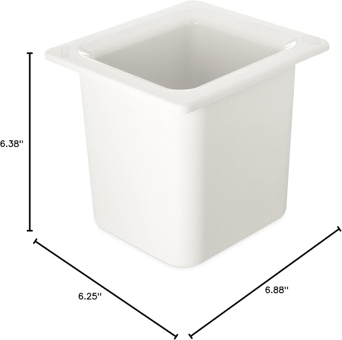Carlisle FoodService Products CM110502 Coldmaster ABS High-Capacity Sixth-Size Food Pan, 1.70 qt. Capacity, 6-7/8 x 6-1/4 x 6-3/8", White