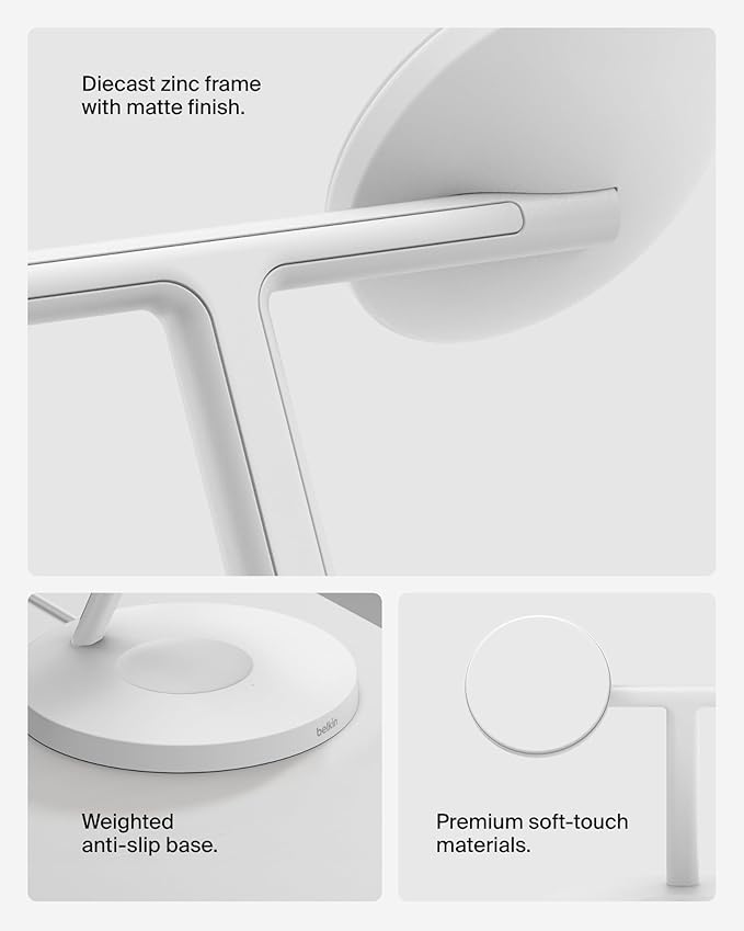 Belkin MagSafe-Compatible Charger, 3-in-1 Wireless Charging Station, Qi2-Certified 15W Wireless Charge for Apple iPhone 17 Series, Apple Watch, AirPods w/Non-Slip Base, 40W Included - Black