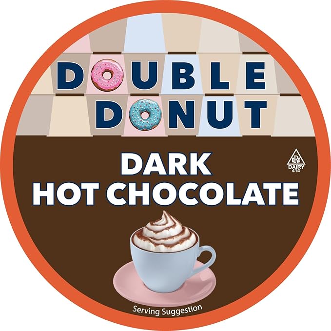 Double Donut Dark Hot Chocolate Pods for Keurig K Cups Brewers, Single Serve Dark Hot Cocoa Pods, 24 Count (Pack of 2)