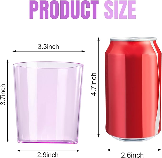 Liacere Plastic Drinking Glasses (Set of 12) 14 oz Purple Plastic Glasses Colors,Kitchen Water Glasses Cup, Bar Tumbler Glassware Set for Beer, Juice, Cocktail, Whiskey, Milk for Valentine’s Day