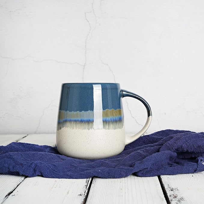 Bosmarlin Extra Large Ceramic Coffee Mug, 23 Oz, Dishwasher and Microwave Safe, Oversized Big Tea Cup for Office and Home (Deep Blue)