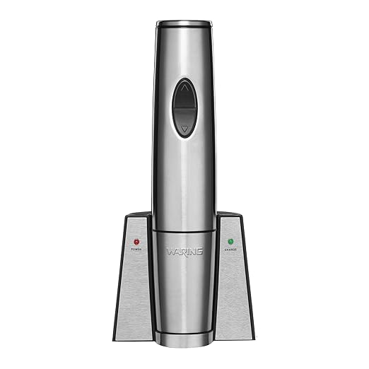 Waring Commercial WWO120 Portable Electric Wine Bottle Opener with Recharging Station,Silver