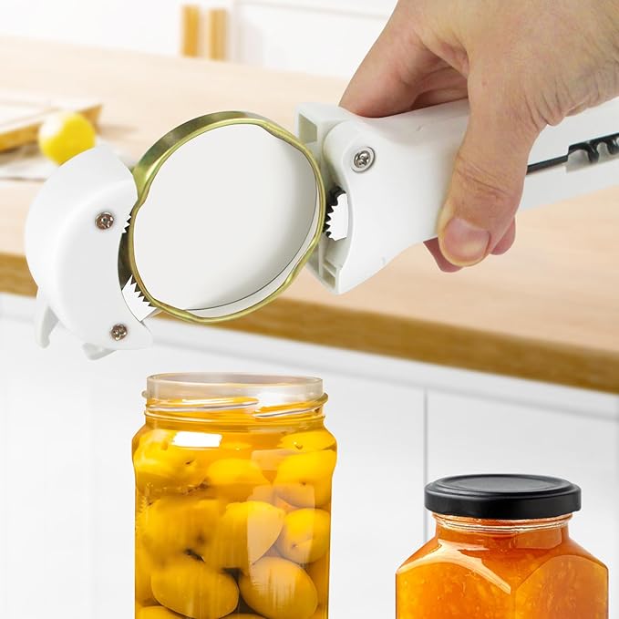 7 in 1 Jar Opener Bottle Opener and Wine Opener for Seniors with Arthritis, Weak Hands, Multi Retractable Magnetic Can Opener, Original Kitchen Lid Opener Tool (White)