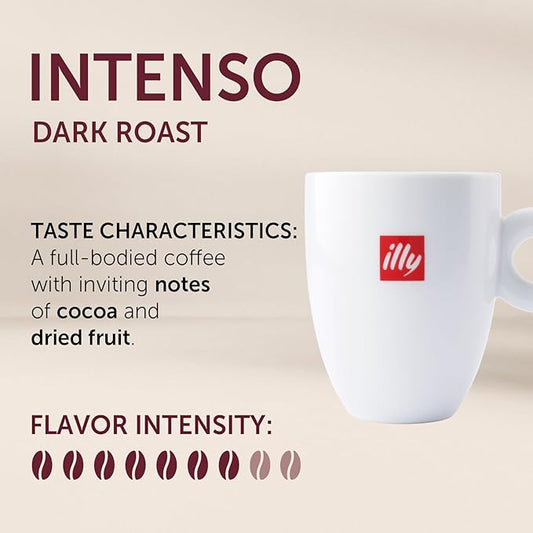 Illy Intenso Ground Drip Coffee, Bold Roast, Intense, Robust And Full Flavored With Notes Of Deep Cocoa, 100% Arabica Coffee, No Preservatives, 8.8oz (Pack Of 1)