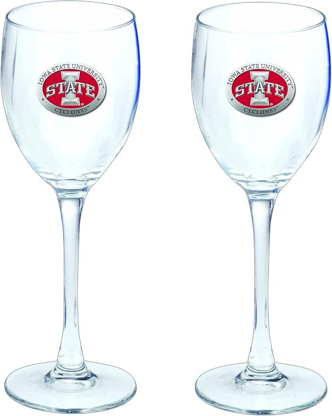 Heritage Pewter Iowa State Glass Goblets β Set of 2 | 12 OZ Goblet Wine Glasses | Expertly Crafted Pewter Glass
