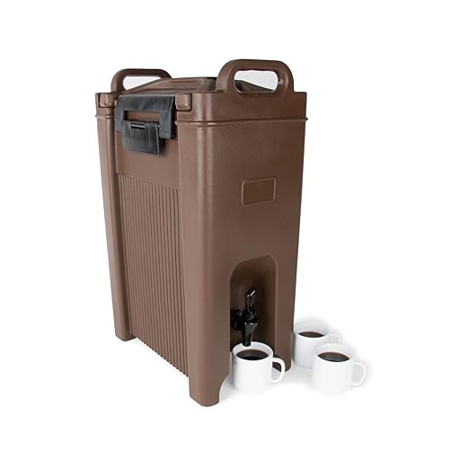 Carlisle FoodService Products 5-Gallon Insulated Beverage Dispenser, Cateraide, Food-Grade with Handles, Rugged PE Shell with PU Insulation for Coffee, Tea and Hot or Cold Drinks, Brown - Made in USA