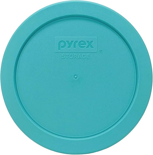 Pyrex 7201-PC Turquoise Round 4-Cup Plastic Food Storage Lid - Original Genuine Pyrex Lids -Made in the USA - 2 Pack