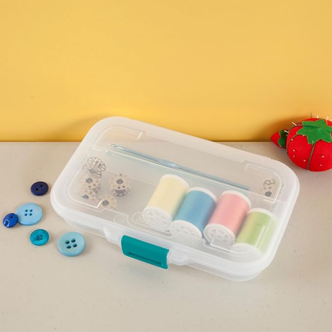 Sterilite Small Divided Pencil Box, Stackable Plastic Small Storage Container with Latching Lid, Organize Pens and Small Items, Clear Case, 12 Pack