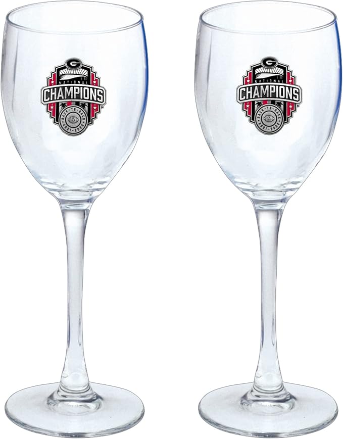 Heritage Pewter Georgia Bulldogs 2022 National Championship Glass Water Goblets โ Set of 2 | 12 OZ Goblet Glasses | Expertly Crafted Pewter Glass