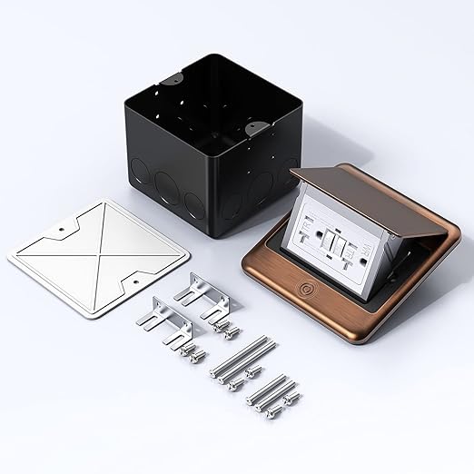 KYHSHJ Pop Up Floor Electrical Outlet with 20 Amp Stainless Steel GFCI Tamper Receptacle Outlet, Corrosive Resistant Hardware,ETL Listed, (Bronze)