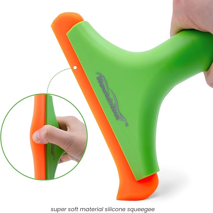 NEWISHTOOL Car Glass Small Window Squeegee, Auto Water Blade, Side Mirror Water Wiper, Shower Squeegee for Glass Doors, 5.9" Blade 7.5" Long Handle Silicone Squeegee, 3 Pack