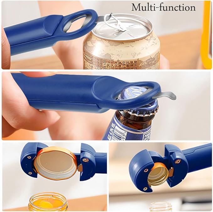 Jar Opener Bottle Opener Lid Opener for Weak Hands, Arthritic Hands, Seniors,Low Strength and Children with Beer Opener Blue