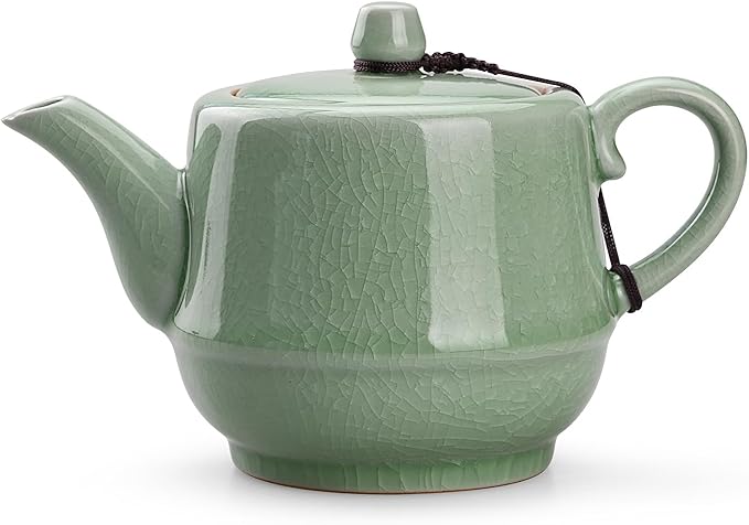 Teapot with Infuser Ceramic Tea Pot with Removable Stainless Steel Fliter for Loose Tea 15.80 OZ/450ml (1-2cups) Teapots for Tea Coffee Milk for Office Home Men Women as Gift(Pink Cyan)