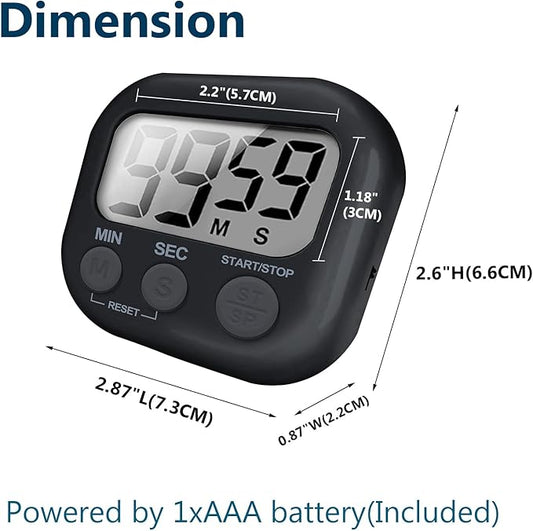 6-Pack Digital Kitchen Timer, 99-Min 59-Sec Countdown & Stopwatch, Loud 100dB Alarm, Strong Magnet, Power-Saving On/Off Switch, Time Memory, Classic Colors, Multiple Placements, Batteries Included
