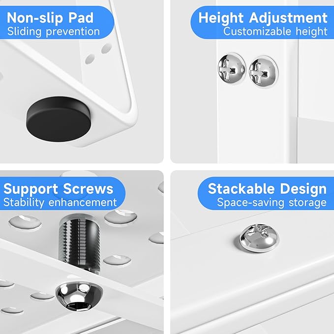 Expandable Cabinet Shelf Organizers, Kitchen Small Stand Rack Organization for Countertop Cupborad Pantry, White 2 Pack