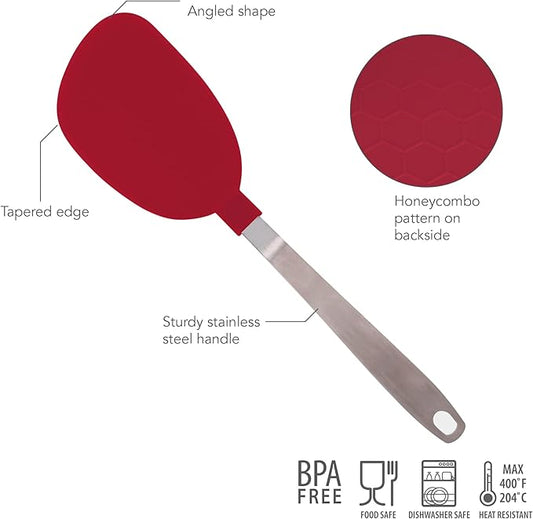 Tovolo Nylon Flex Turner With Stainless Steel Handle, Flexible Pancake Turner, Flexible Kitchen Spatula for Non-Stick Cookware, Scratch-Resistant Nylon Kitchen Utensil for Cooking & Flipping Eggs